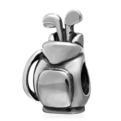 925 Sterling Silver Golf Bag Charm for Pandora Bracelet - Sport, Ball, Travel Vacation, Birthday