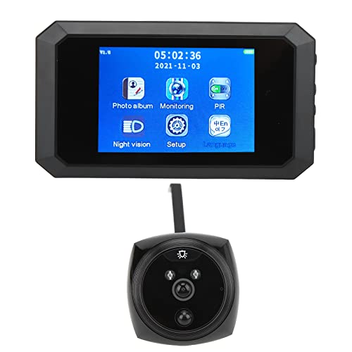 Visor Digital de Puerta, Visor de Mirilla de Puerta de 4,1 Pulgadas Conveniente Y Práctico, con Diseño Antirrobo para Seguridad en el Hogar(Negro) Cover