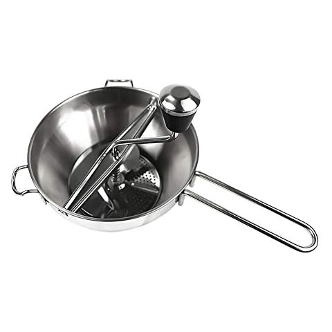 Heavy-Duty Rotary Food Mill and Puree Maker with 2 Quart Capacity&3 Milling Discs, Food Mill, Masher and Strainer, Heavy-Duty Rotary Food Mill and Puree Maker, for baby, Metallic, 190 * 200 * 330mm Cover
