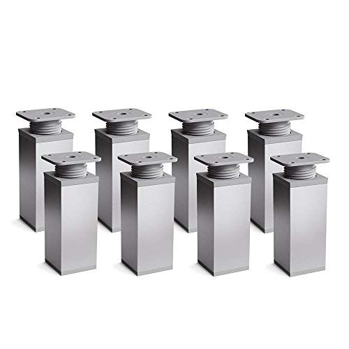 Furniture Legs, Pack of 8, Height Adjustable, Grey, 8 Stück, Höhe: 60 mm