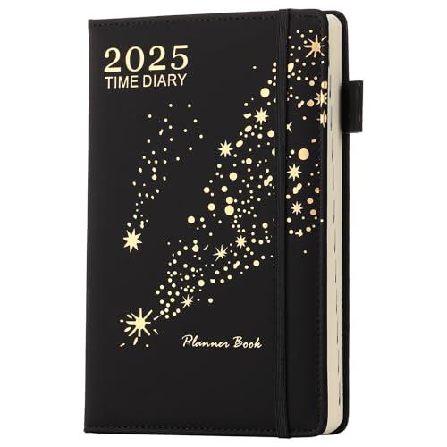 Agenda académica 2025 A5, página por día, agenda anual completa, agenda diaria y mensual de enero a diciembre, agenda de citas de tapa dura 2025 con pestaña mensual, bolsillo interior, marcapáginas,