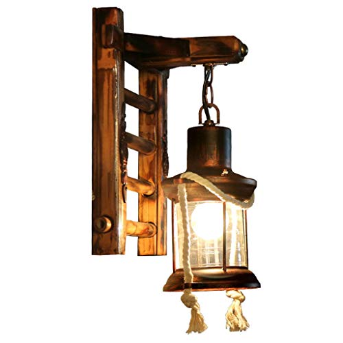 Yhongyang Applique Murale Applique d'échelle Bambou Lampe Murale en Fer Lampe de Bambou Antique Art en Bambou forgé Lampe à pétrole de Fer
