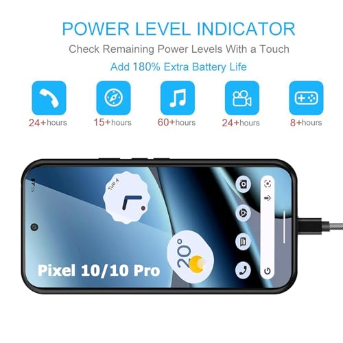Image of Battery Case for Google Pixel 10 /10 Pro,10000mAh Portable Protective Charging Case with Wireless Charging Compatible for Google Pixel 10 /10 Pro (6.3inch) Battery Pack Charger Case with Carplay (Black)