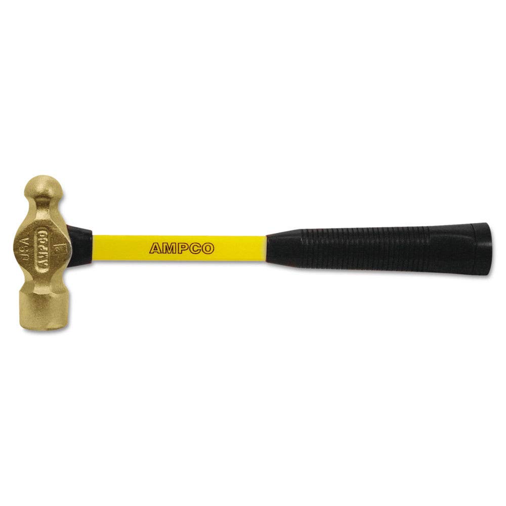 Ampco Safety Tools H-4FG Ball Peen Hammer, Non-Sparking, Non-Magnetic, Corrosion Resistant, 2 lb, 14" OAL