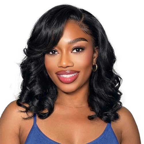 Lady Miranda Loose Wave Lace Part Wig Pure Color Nature Curly Synthetic Heat Resistant Weave Full Wigs for Women(Black)