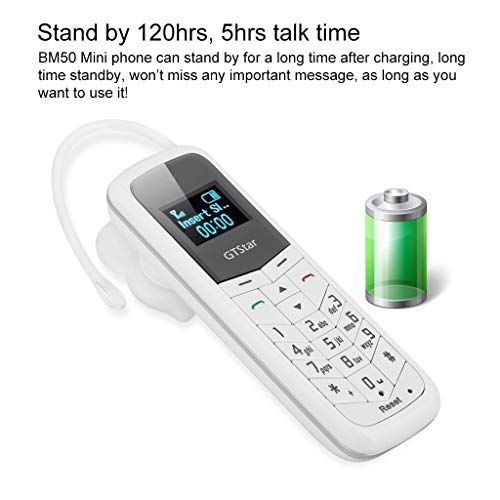 L8star Mini Cell Phones Unlocked Bluetooth- Tiny Phone World Smallest Mini Phone GSM Bluetooth Handset Mini Phone Bluetooth Dialer Supported Dual Sim Card BM50(White)