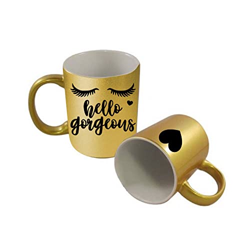 Taza de cerámica con glitter dorado y rosa 11oz miniatura 3