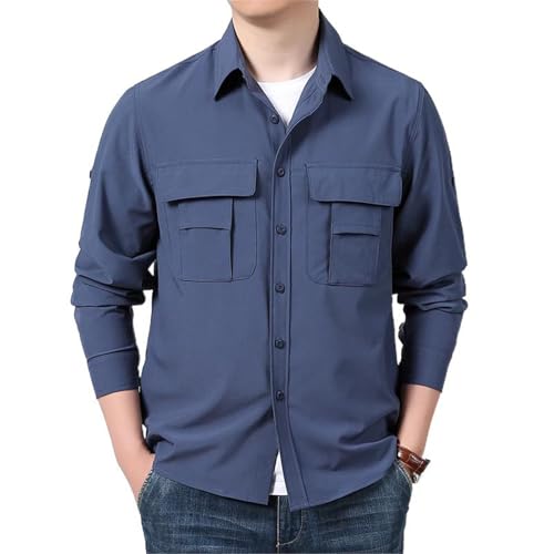 Chemise homme manches longues respirant veste casual grande taille confortable