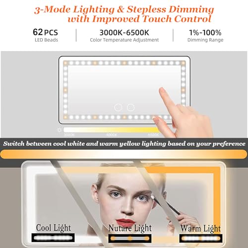 Espejo de Maquillaje LED Recargable para Auto Rectangular miniatura 5