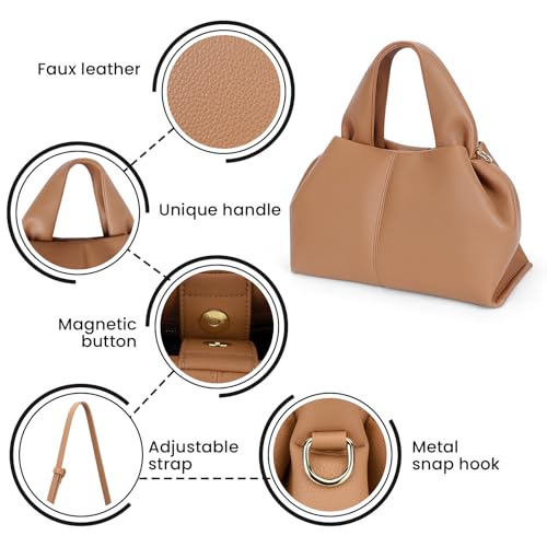 Image of Cloud Pouch Dumpling Clutch Purse Women Tote Shoulder Retro Crossbody Bag with Removable Strap