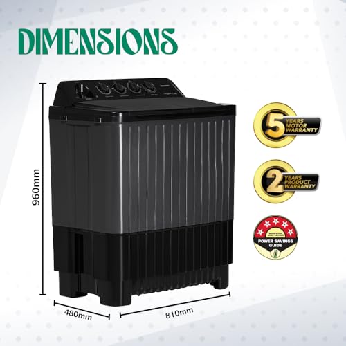 Image of SHARP 7.5 kg, 5 star Rating with E-Spin Pulsator,Semi-Automatic Top Loading Washing Machine, 1300 RPM (ES-SD75NB-TS, Steel Grey, Pure Wave)