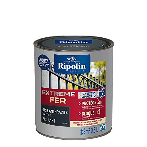 RIPOLIN - Peinture pour Fer Extérieur - Glycéro Antirouille - Sous-couche intégrée -...