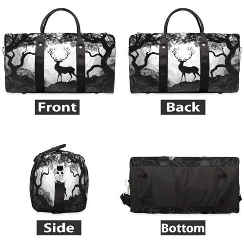 Travel Duffle Bag Animal Deer Foldable Travel Bags for Men Women, 17 Inch Gym Bag Workout Bag Carry on Weekender Overnight Bag for Gym Travel2