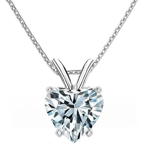 The Diamond Deal 1.50ct Carat Heart Brilliant Solitaire Lab-Grown Diamond Solitaire Pendant Necklace in 14k White Gold With 18" Gold Chain Cover
