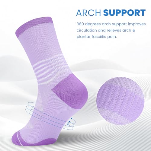 IRAMY Crew Compression Socks for Women Men with Ankle Arch Support Plantar Fasciitis Relief 3/6 Pairs3