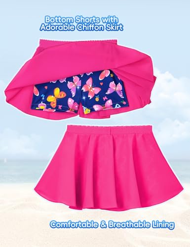 Image of Snowheart Girls Rash Guard Swimsuit Set Long Sleeve Bathing Suit Two Piece 3-12 Years
