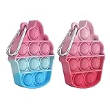 2 Packs Fidget Toy, Push Pop Fidget Popper Keychain Cupcake for Adults and Kids