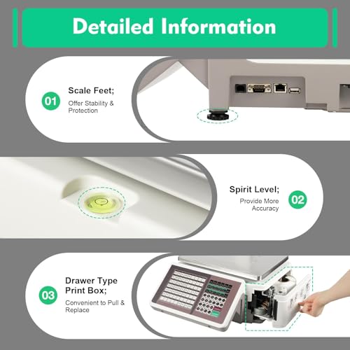 Báscula electrónica etiqueta con impresora, 66 lbs LCD doble miniatura 6