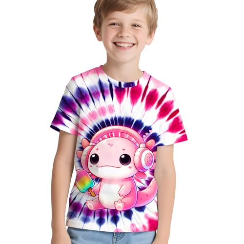 Image of Kids Neon Tie Dye Shirt for Boys Girls Tie-Dye T-Shirt Hippes Tshirt Senior Children Tee Size 6-16 Years Age