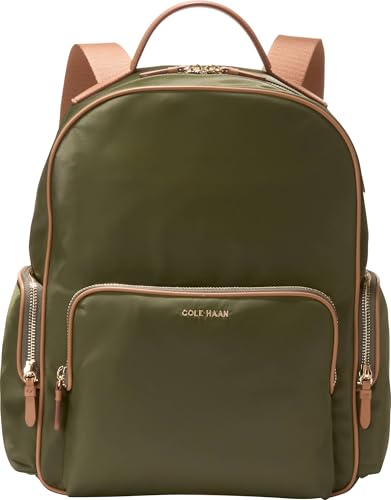 Image of Cole Haan Women's Delancey Nylon Backpack, Olive Night /Godlen Honey