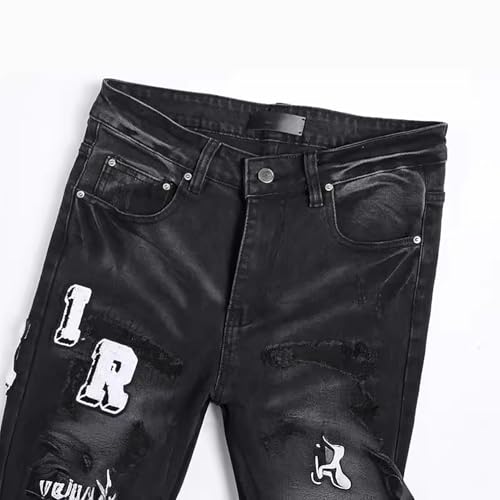 Mens Ripped Jeans, Men's Ripped Skinny Slim Fit Stretch Distressed Destroyed Jeans Denim Pants4