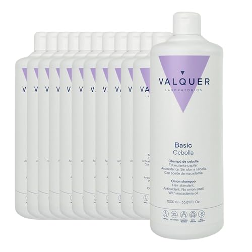 Valquer - Champú de Cebolla, Reducción de Grasa - Estimulante Capilar, 1L, Pack de 12 Unidades, Cuidado del Cabello