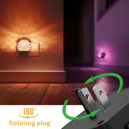 Image of L LOHAS LED Night Lights Plug Into Wall,Dusk to Dawn Sensor,10-Color RGB Dimmable Night Light, 180Rotating Plug in Night Light for Bathroom, Hallway, Bedroom, Stairway