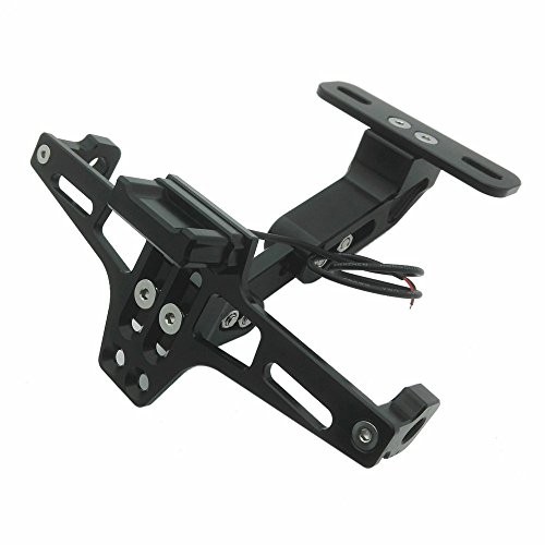 Heinmo Motocross Motorcycle Led Tail Light Adjustable License Number Plate Frame Holder Bracket Universal For Yama' (Black B) #TOP2