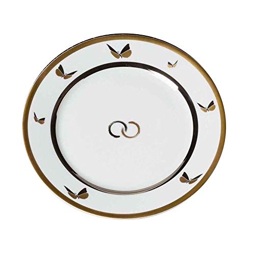 The Cocoonalist Assiette Dessert Porcelaine de Limoges Décoration Or Jaune 24k Platine - Modèle Nuit Toscane - Fabriquée en France (22cm) Cover