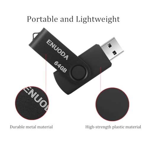 Image of 64GB Flash Drive ENUODA 1 Pack Thumb Drive 64GB USB 2.0 Memory Stick Jump Drive Pen Drive for File Storage and Data Transfer (Black)