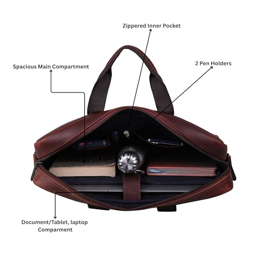 Image of WildHorn Leather Laptop Messenger Bag for Laptop /MacBook up to 15 inch| Padded Laptop Compartment |Office Bag I 365 Days Warranty