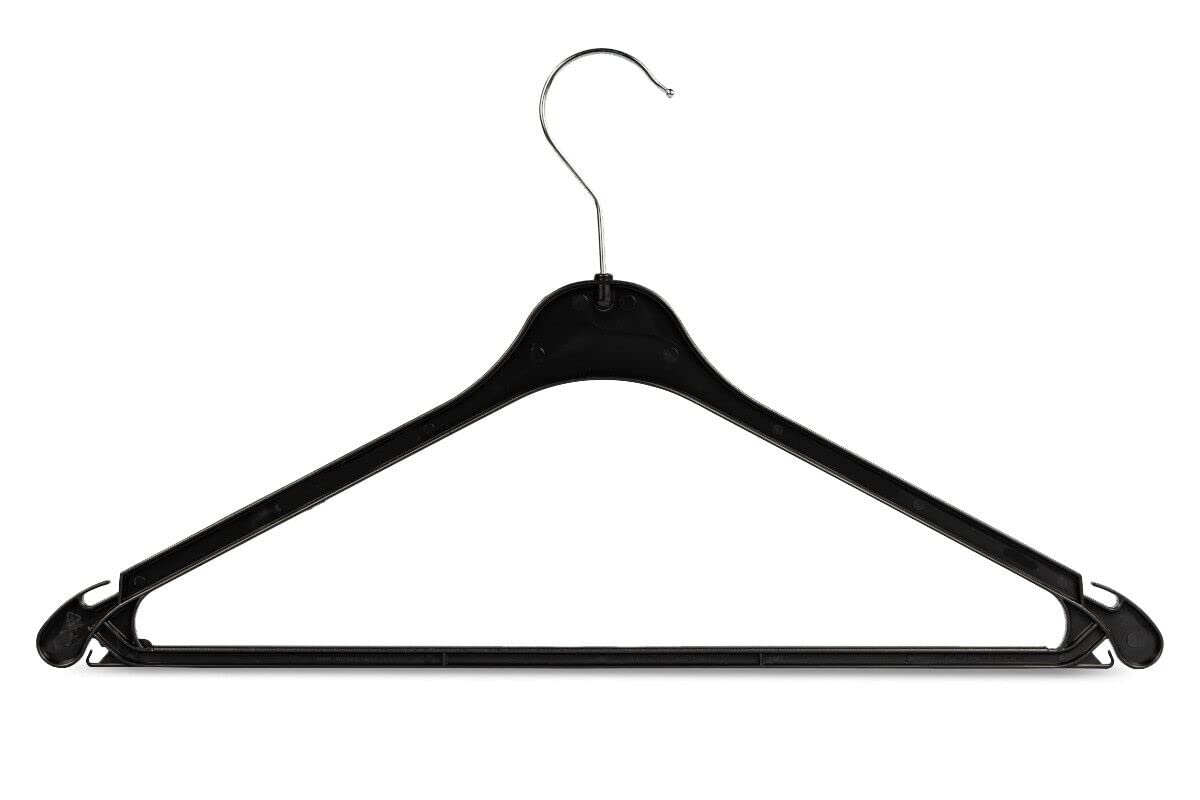 RSR Hangers Pack of 20 Coat Hangers, Blouse Hangers, 47 cm, High-Quality Plastic, Shirt Hanger, 360° Rotatable Hook, Non-Slip, Black, SHR