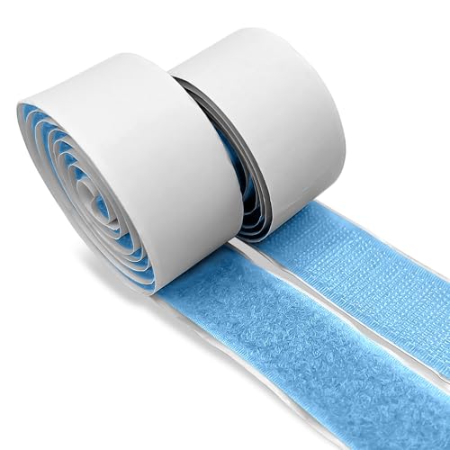 1 Inch Light Blue Hook and Loop Tape 1 Yard Self Adhesive Sticky Strong Back Fastener Nylon Excellent Grip Strips Heavy Duty Fastener Roll for Fixing and Hanging Home Office School Car Craft