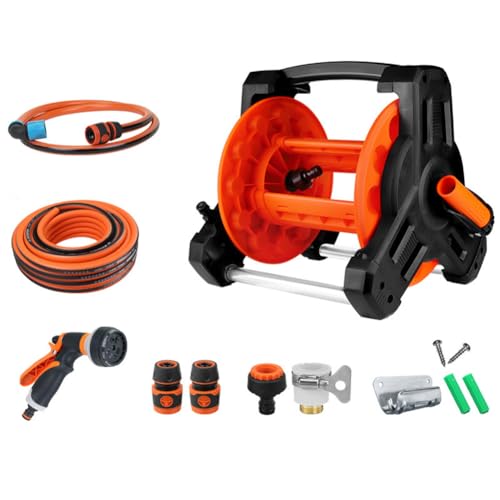 Hose reels,Portable Garden Water Pipe Hose Reel Cart, High Pressure Car Wash Watering Gun Hose Set, Retractable Hose Reel, Patio Lawn Garden Equipment, for Window Cleaning, Washing Backyard