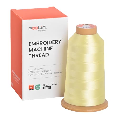 Image of Poolin Polyester Machine Embroidery Thread 4000M 40WT Pale Yellow 0742