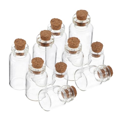 Cabilock 50 Pack Mini Glass Dispensing Bottles Mini Seal Bottles Cork Stopper for Lab Craft Wedding Favor Storage