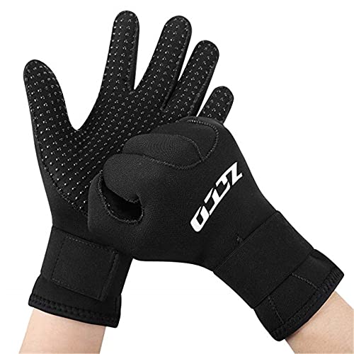 ZCCO Guantes de Buceo de Neopreno de 3 mm / 5 mm, Guantes térmicos de Traje de Neopreno de Doble Capa con muñeca elástica y partículas de Resistencia al Deslizamiento (5mm, S)