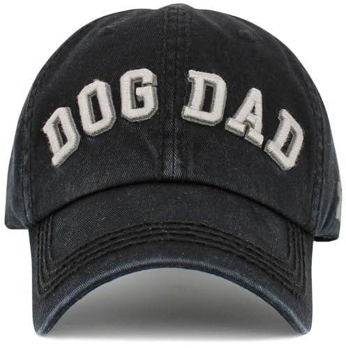 Image of KBETHOS Dog Cat Mom Dad Theme Womens Baseball Cap Distressed Vintage Unconstructed Embroidered Patch Hat