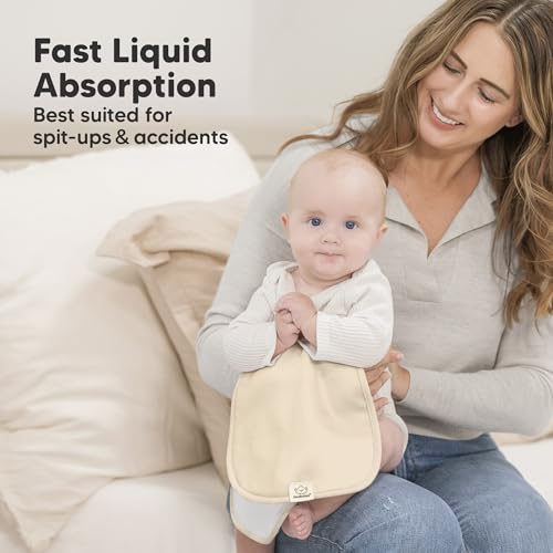 Image of Organic Burp Cloths Baby Boy & Girl - 5-Pack Super Absorbent Cotton Burping Cloths for Babies, Soft & Plush Newborn Spit Up Rags, Infant Towels for Milk Spit Up, Unisex, Large 21 inch x 10 inch (Purest)