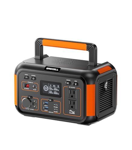 Image of GRECELL Solar Generator 500W Portable Power Station 444Wh Solar Powered Generator 110V (1000W Peak) Pure Sine Wave AC Outlet PD 60W Fast Charge for Camping Outdoor Home Use Emergency Backup Trip RV