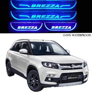 DS ENTERPRISE Door Steel Plates with Light For Maruti Suzuki Vitara Brezza Set of 4PCS (Blue Color)