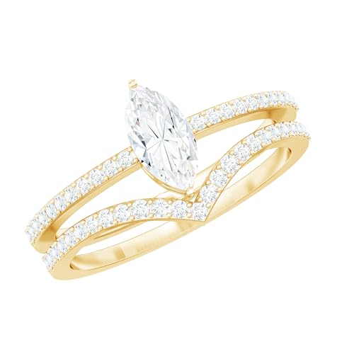 1 Carat Zircon Ring Set with Enhancer Band, AAAA Quality, CZ Bridal Engagement Wedding Set 2 Pcs
