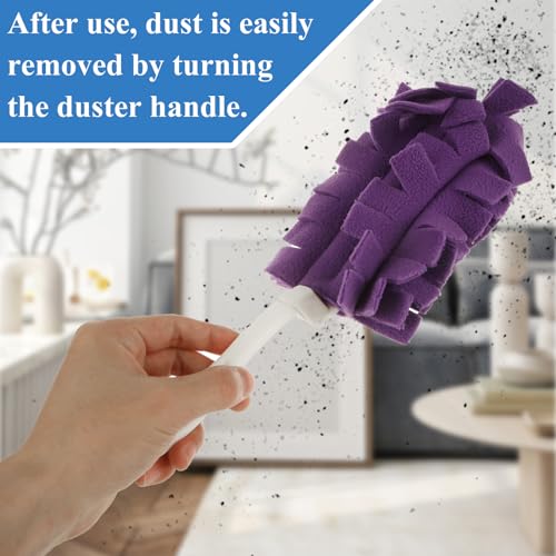 Image of 12Pcs Fleece Duster Refills, Cleaning Reusable Duster Refills, Washable 5 Color with 10 Refill & 2 Handle, Reusable Dusters for Swiffer, Cleaning Home, Pet Hair, Corners, Furniture