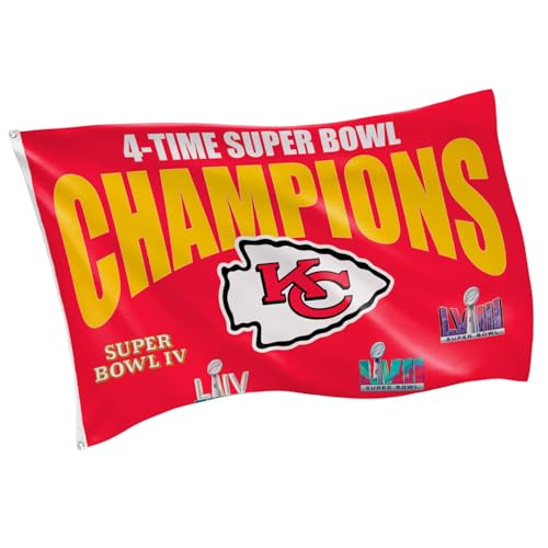 Team Sports America NFL Kansas City Chiefs Multi-Win Superbowl Champions 3x5 Flag for Outside with Grommets | Outdoor & Indoor | Heavy Duty Flag & Banner | Works with Flag Pole for Outside House