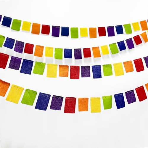 Rainbow Party Decorations Colorful Burlap Fabric Rectangle Scrap Bunting Banner Flag for Birthday Engagement Bachelorette Bridal Shower Carnival Fiesta Pride Themed Party Decor Supplies