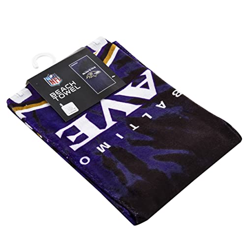 Image of Northwest NFL Baltimore Ravens Beach Towel, Psychedelic, 30 inch x 60 inch | Unisex-Adult