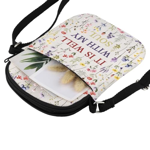 JXGZSO Christian Floral Shoulder Bag It Is Well With My Soul Crossbody Bag Christian Gift Religious Gift Faith Gift4
