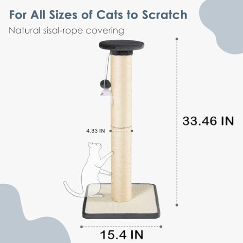 Rascador para gato resistente con poste y base de madera miniatura 2