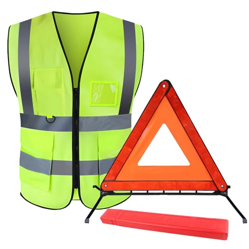 Triángulo de advertencia para coche, triángulo reflectante de 360 grados, triángulo de emergencia, triángulo de avería, plegable para coches, camiones, furgonetas, conformidad con StVZO, adecuado para