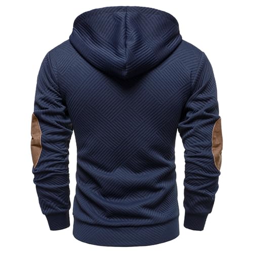 Mens Hoodies Quarter Button Up Pullover Long Sleeve Hooded Sweatshirts Casual Textured Stylish Hoodie for Men Fall3